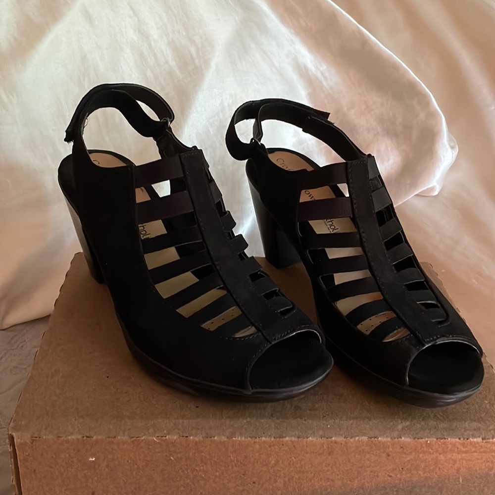 strappy black heels